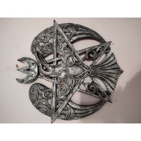 Large Crescent Raven Pentacle Plaque