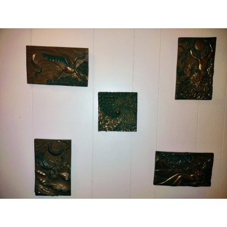 Cold Cast Bronze 5 Elements Wall Plaques